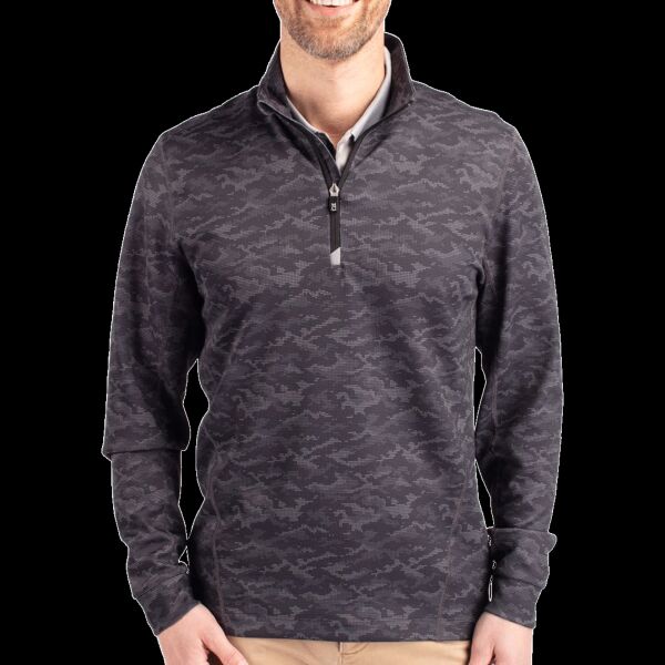 Cutter & Buck Traverse Camo Print Stretch Quarter Zip Mens Big and Tall Pullover Thumbnail