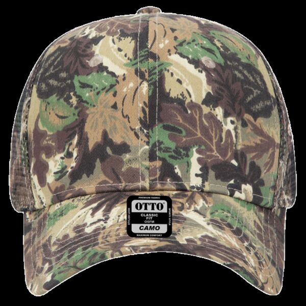 OTTO CAP® Camouflage 6 Panel Mid Profile Mesh Back Trucker Hat Thumbnail