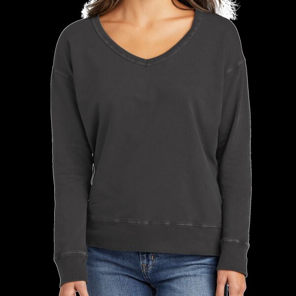 Ladies Beach Wash ® Garment Dyed V Neck Sweatshirt Thumbnail